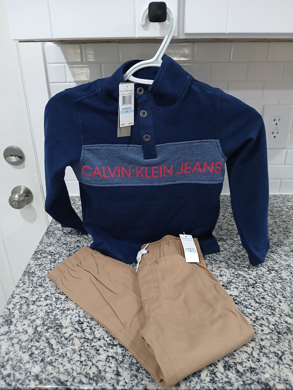 Calvin Klein Jeans Navy Pullover with Khaki Joggers